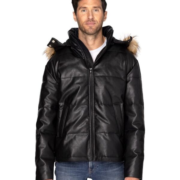 Vegan Leather Puffer Jacket Thumbnail